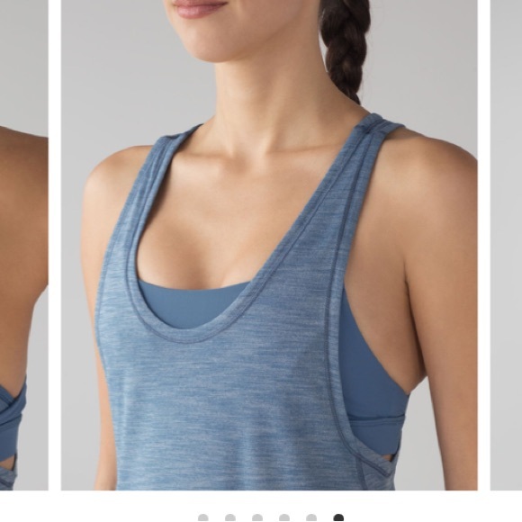 Lululemon Glide & Stride Tank Heathered Illuminight/Illuminight Blue Color Sz 6 - Picture 5 of 9
